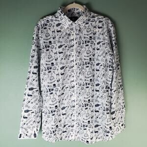 Simon Banks Men's New Years Party Button Up Long Sleeve Shirt Size Large